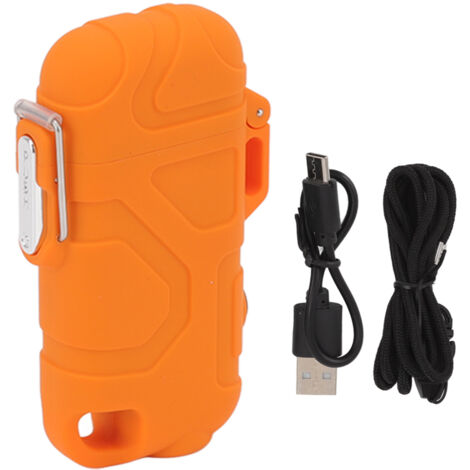 Double Arc Plasma Lighter Windproof Waterproof Flameless USB Electric Lighter with 3 Gear Adjustable Flashlight Orange