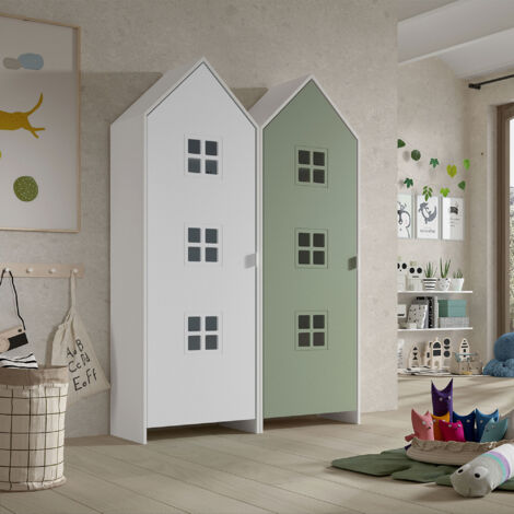 Double armoire décor vert et blanc - CASMY