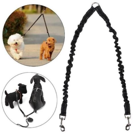 double attelage de chien duplex conduit 2 voies chiens de compagnie marchant sécurité laisse Noir