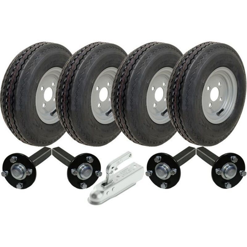 Double axle trailer kit - PARNELLS - 4.00-8 - Legal speed - Steel rims - Durable tires
