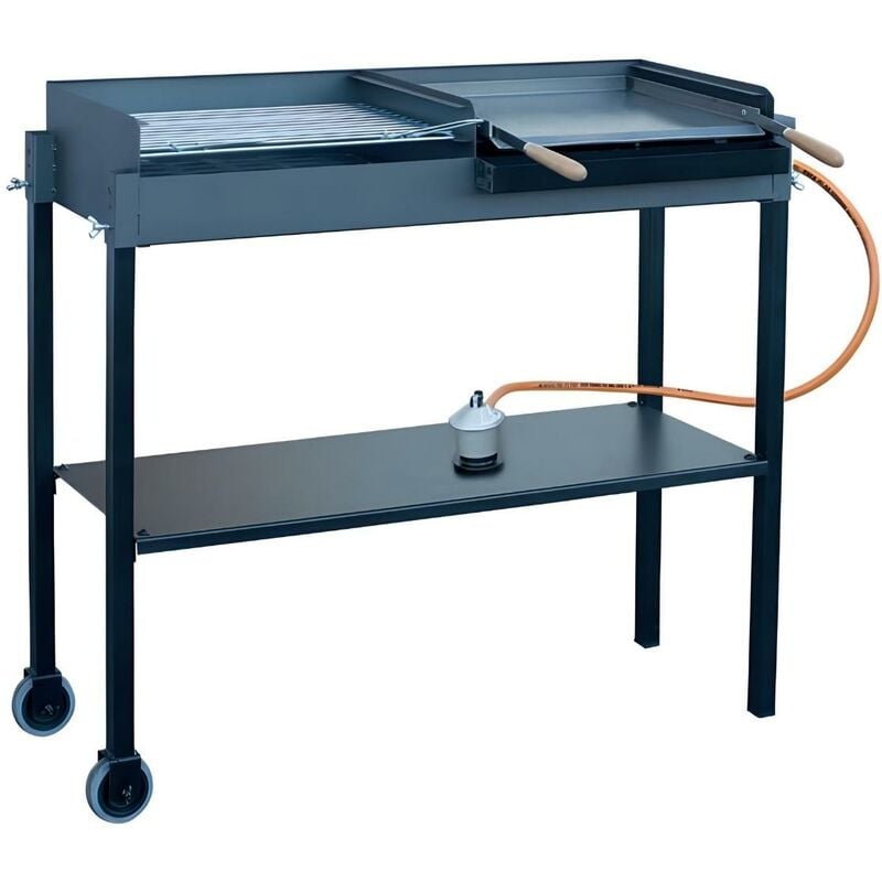 Visiodirect - Double Barbecue (grande) en Zinc coloris Gris - 114,5 x 98 x 48,5 cm