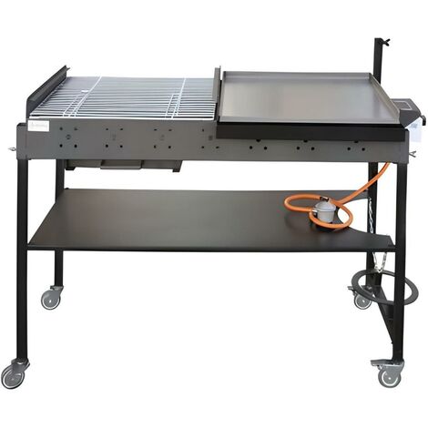 Double Barbecue spéciale en Zinc coloris Gris - 145 x 100 x 57 cm