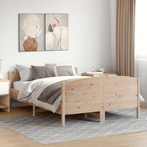 Double bed，Adult bed，Bed Frame without Mattress 150x200 cm King Size Solid Wood Pine VSVS843813
