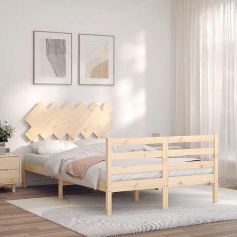 Double bed，Adult bed，Bed Frame without Mattress Small Double Solid Wood VSVS830704