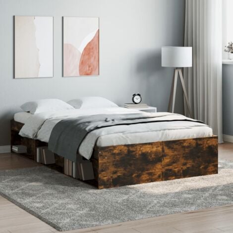 Double bed，Adult bed，Bed Frame without Mattress Smoked Oak 120x190 cm Small Double Small Double VSVS343325