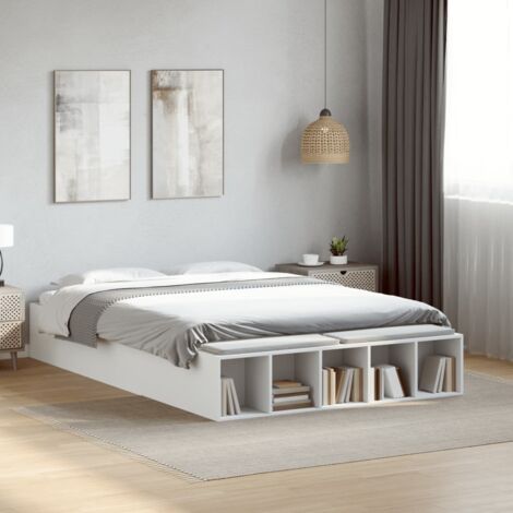 Double bed，Adult bed，Bed Frame without Mattress White 135x190 cm Double VSVS953607
