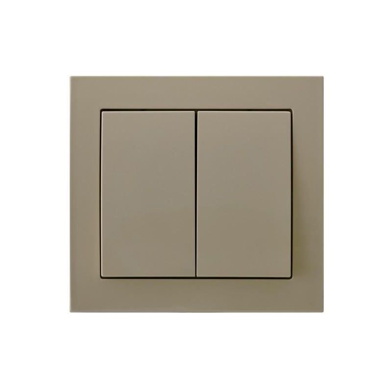 Ospel - Double Big Button Indoor Light Switch Click Wall Plate Beige