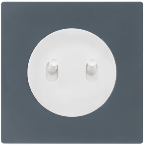 Double bouton poussoir blanc - blanc glossy DOM + plaque simple blue grey - FONTINI