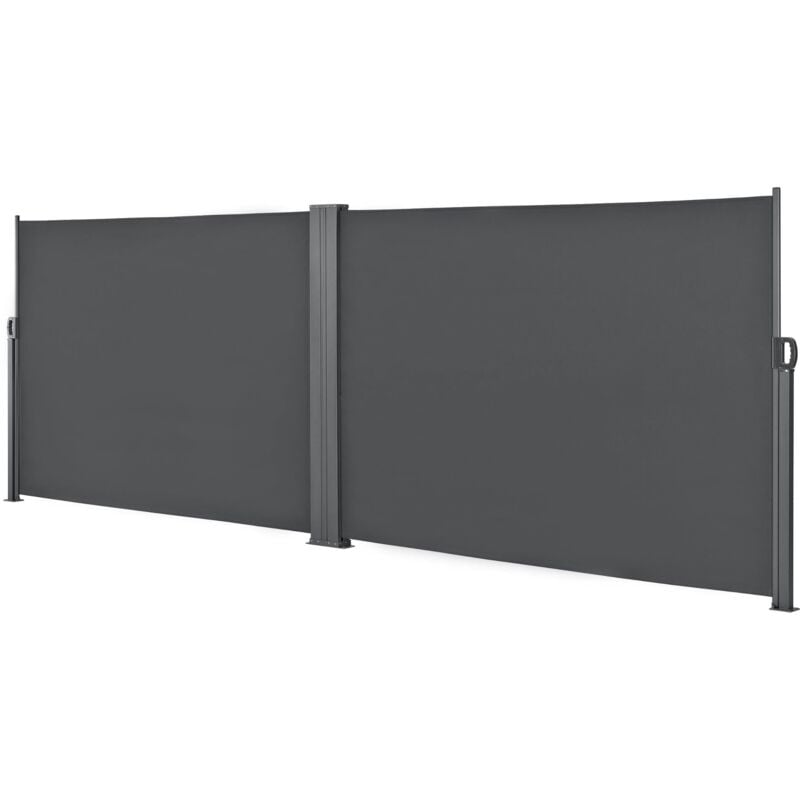 Helloshop26 - Double brise-soleil pare-soleil garde-vue métal et polyester 2 x 300 cm gris
