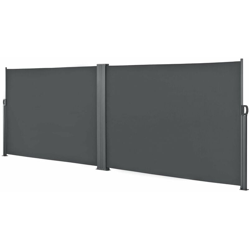 Helloshop26 - Double brise-soleil pare-soleil garde-vue métal et polyester 2 x 300 cm gris