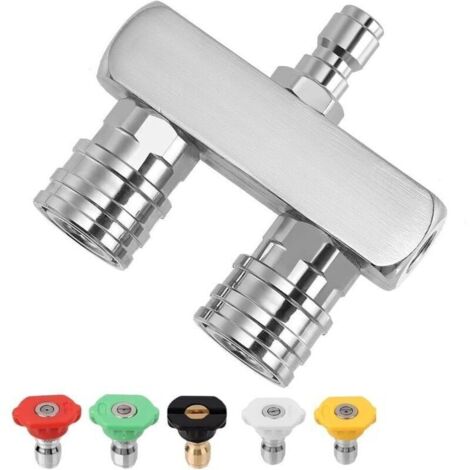 Double Buse Turbo 5000 PSI avec 5 Embouts pour Nettoyeur Haute Pression à Raccord Rapide 1/4"