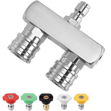 Double Buse Turbo 5000 PSI avec 5 Embouts pour Nettoyeur Haute Pression Connexion Rapide 1/4"