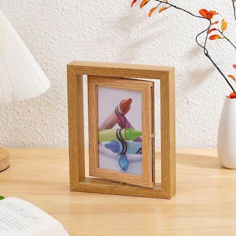 double Cadre Photo Brun Clair 17x121 Cm Double Multiple Pliable 2 Photos Moderne Mural Ou Table Famille Enfant Mariage Cadeau,dcoration Maison Et