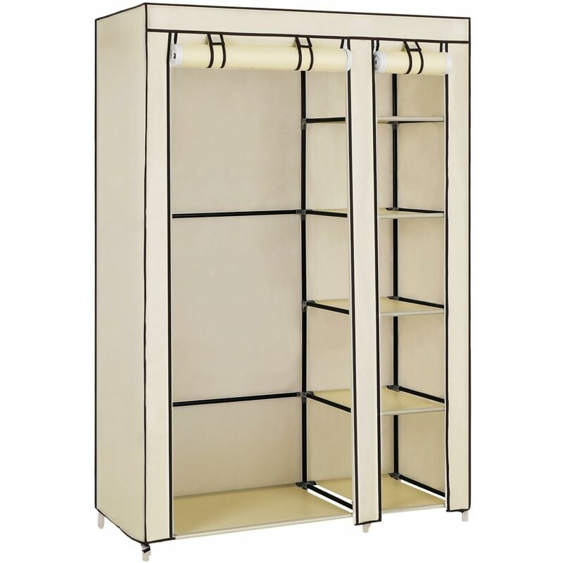 Double Canvas Wardrobe Clothes Storage Organiser Bedroom Furniture