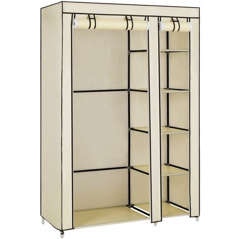 Double Canvas Wardrobe Clothes Storage Organiser Bedroom