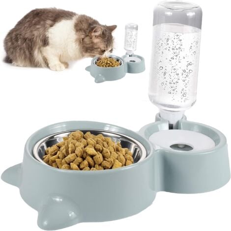 Double Cat Bowl, Double Bowl Food Bowl for Cats and Small Dogs, Green 2-in-1 Cat Bowls