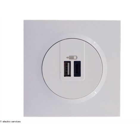 Double chargeur 1 USB Type-A + 1 USB Type-C Dooxie complet Blanc  Griffes: Avec griffes