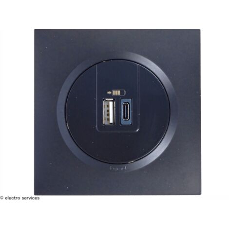 Double chargeur 1 USB Type-A + 1 USB Type-C Dooxie complet Noir  Griffes: Avec griffes