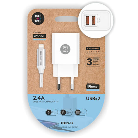 Double Chargeur + Câble Lightning Nylon Charge Rapide Et Durable Pour Apple - Tech One Tech