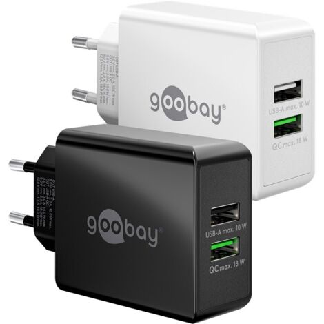 Double chargeur rapide USB-A QC3,0 28W - Goobay