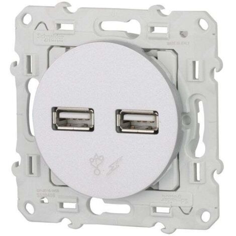 Double chargeur USB 2,1A 5V - aluminium - Odace - Schneider