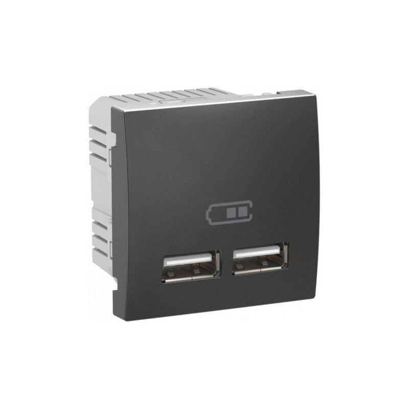 Schneider Electric - Double chargeur usb 2.1A encastré couleur graphite (sans support ni plaque) Unica schneider MGU3.418.12