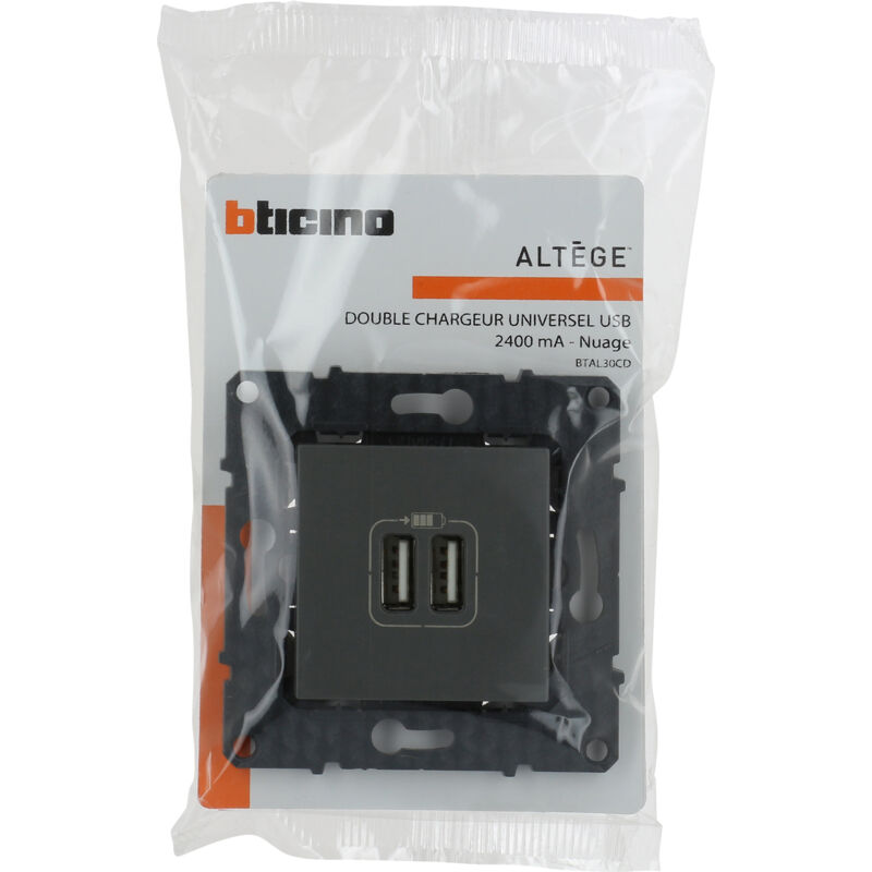 Legrand - Bticino - Prise double usb Altège Type-A 3A - Finition Nuage