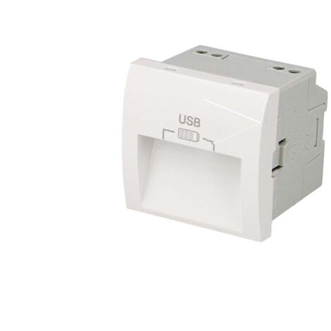Double chargeur USB sorties 20° type A pour goulotte - Couleur matériel - Blanc