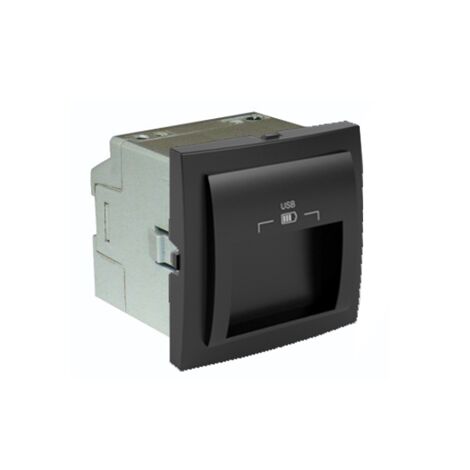 Double chargeur USB sorties 20° type A pour goulotte - Couleur matériel - Noir mat
