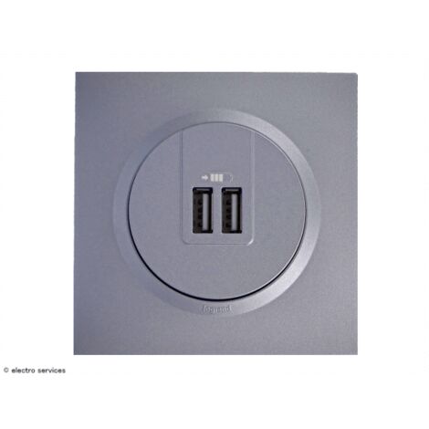 Double chargeur USB type-A Dooxie complet Alu  Griffes: Sans griffes