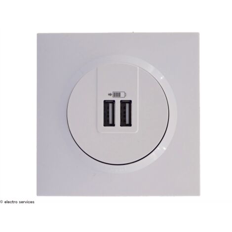 Double chargeur USB type-A Dooxie complet Blanc  Griffes: Sans griffes