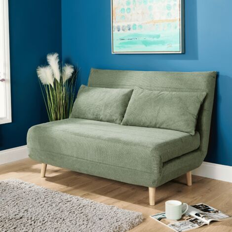 Double Clic Clac Green Sofa Bed Polyester Upholstered Home Living Furniture