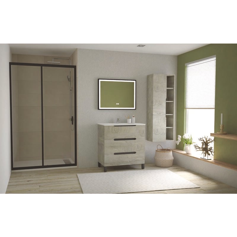 Double colonne de rangement à suspendre alaska - 50 cm - Bois - 1 porte