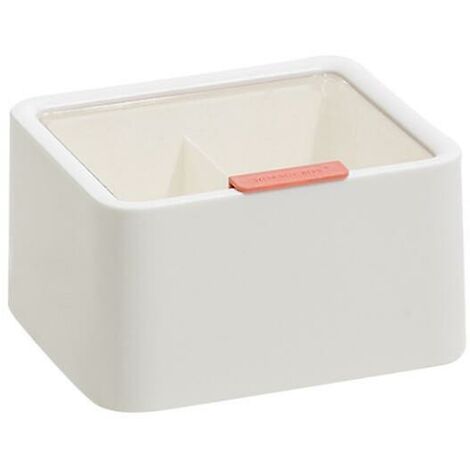 Double compartiment coton-tige cosmétique coton boîte de rangement articles divers de bureau bijoux bijoux boîte de rangement (blanc)