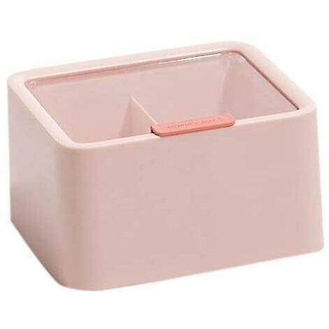 Double compartiment coton-tige cosmétique coton boîte de rangement articles divers de bureau bijoux bijoux boîte de rangement (rose)