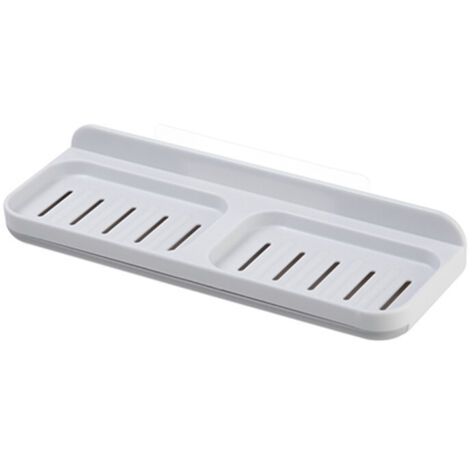 Double compartiment porte-savon shampooing support de rangement double couche porte-savon cuisine salle de bain porte-éponge mural porte-savon 1pc (blanc)