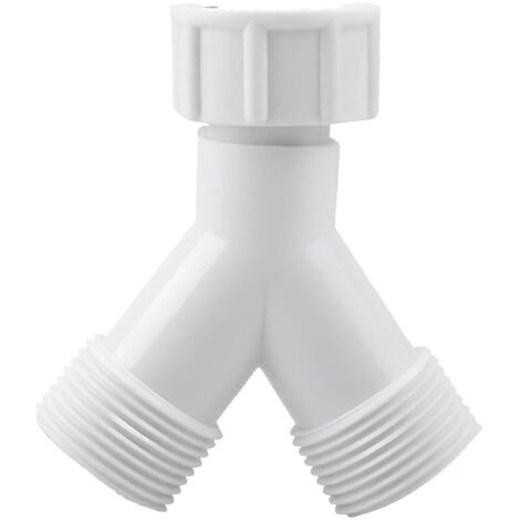 Double connecteur en Y pour machine à laver et lave-vaisselle  Adaptateur de vidange avec filetage 3/4"  Raccord de tuyau pour robinet et appareils ménagers  Plastique renforcé haute