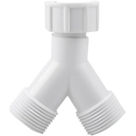 Double connecteur en Y pour machine à laver et lave-vaisselle Adaptateur de vidange avec filetage 3/4" Raccord de tuyau pour robinet et appareils ménagers Plastique renforcé haute
