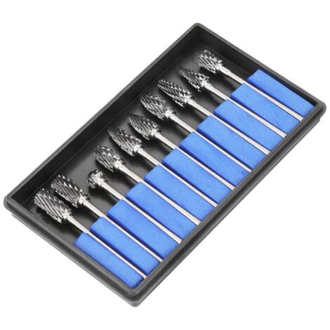 Double Coupe De Fraises Rotatives - Carbure De Tungstène - Tête De Meulage - Poignée 3 mm - Pour Outils Rotatifs - Lot De 10