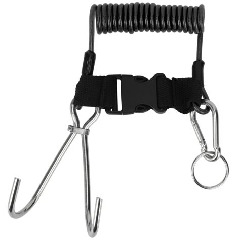 Double Crochet Marine en Acier Inoxydé avec Corde Élastique pour Plongée et Apnée - Noir Transparent