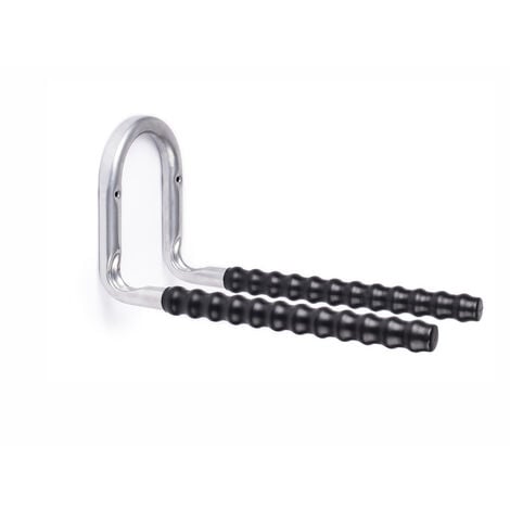 Double crochet polyvalent pour accrocher au mur Fabriqué en acier Finition noire Grande capacité de charge Mesures 128210400mm Système de fixation vissé 1 unité - talla