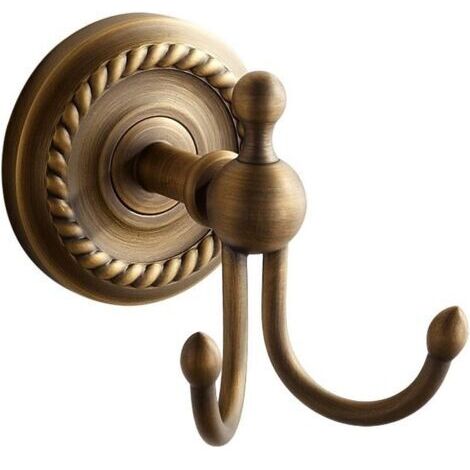 Double crochet porte-manteaux rétro mural jaune laiton cuivre bronze antique accessoire de bain