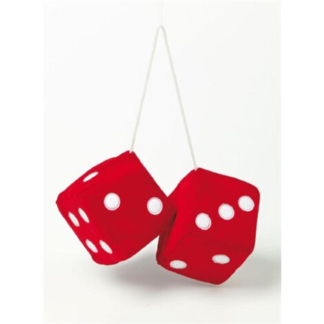 Double des en peluche a suspendre - Rouge - 9x9cm