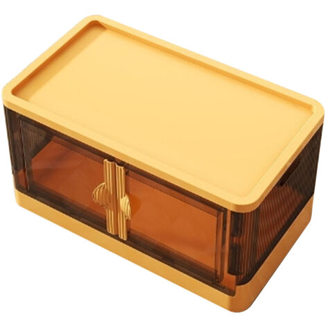 Double Door Storage Box Multifunction Foldable Organizers Stackable Storage Bins with Lids for Toys Clothes Snacks Books Small, Yellow