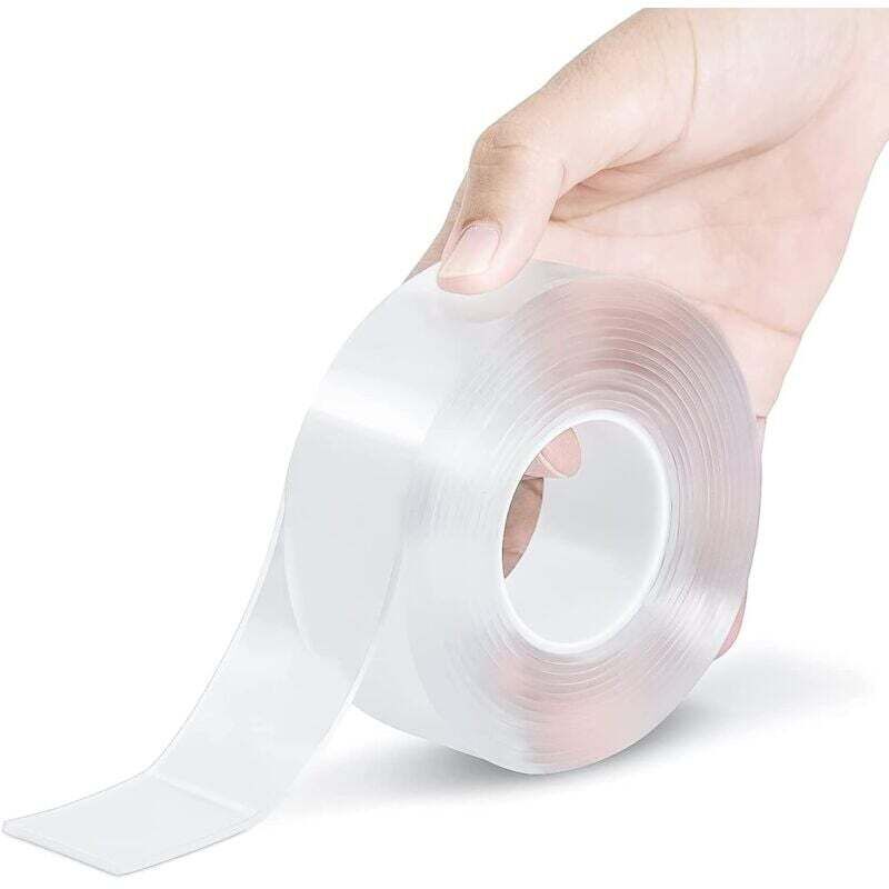 Double Face Extra Fort (3 m), Ruban adhésif double face robuste, sans traces, amovible, réutilisable, lavable – Ruban adhésif multifonction comme vu
