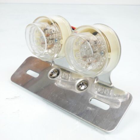 Double feu arrière à LED rond avec support de plaque alu pour