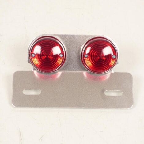 Double feu arrière rond avec support de plaque alu pour moto