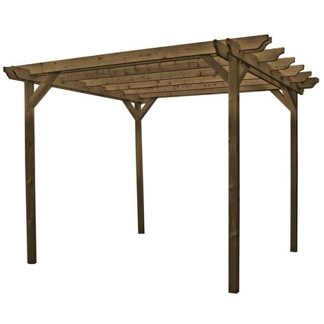 Double Garden Pergola - Wood - L180 x W360 x H270 cm - Rustic Brown