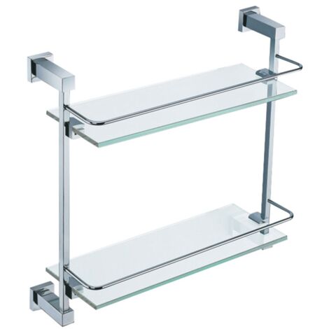 Double Glass Bathroom Shelf Chrome