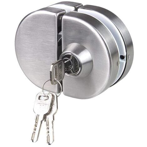 AOUGO Double glass door lock made of 304 stainless steel, open on both sides, frameless door hooks for 10-12 mm thick glass